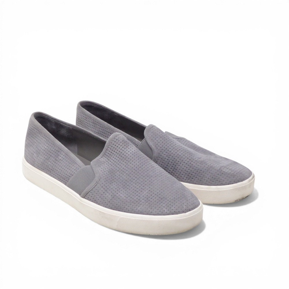 Vince Womens Blair 5 Slip On Sneakers Gray Perforated Suede Shoes Size 8.5M
